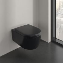 Vas WC suspendat Villeroy&Boch, Skyla CeramicPlus, TwistFlush, Combi-Pack, capac soft close, pure black